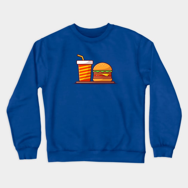 Burger And Soda Cartoon Vector Icon Illustration (10) Crewneck Sweatshirt by Catalyst Labs